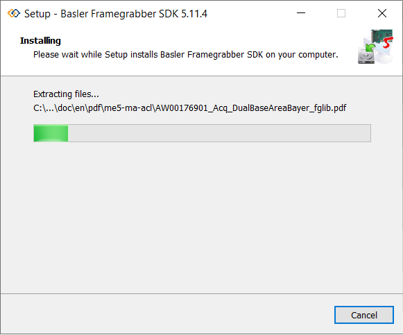 설치: Framegrabber SDK 설치 중