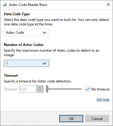 Aztec Code Reader vTool 기본 설정