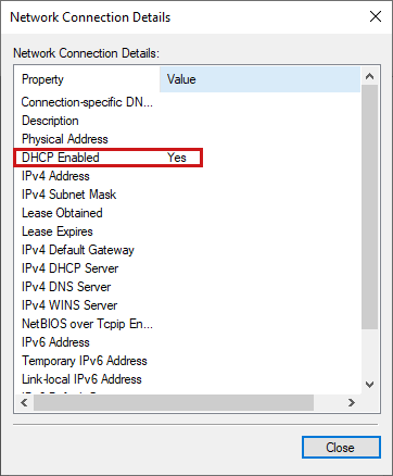 DHCP 활성화됨
