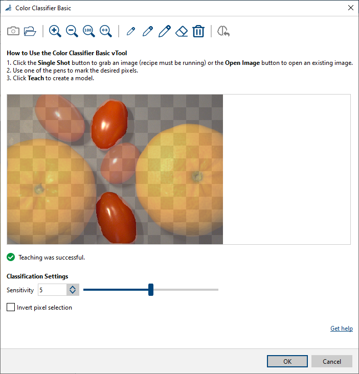 Color Classifier 가르침 후 vTool 설정