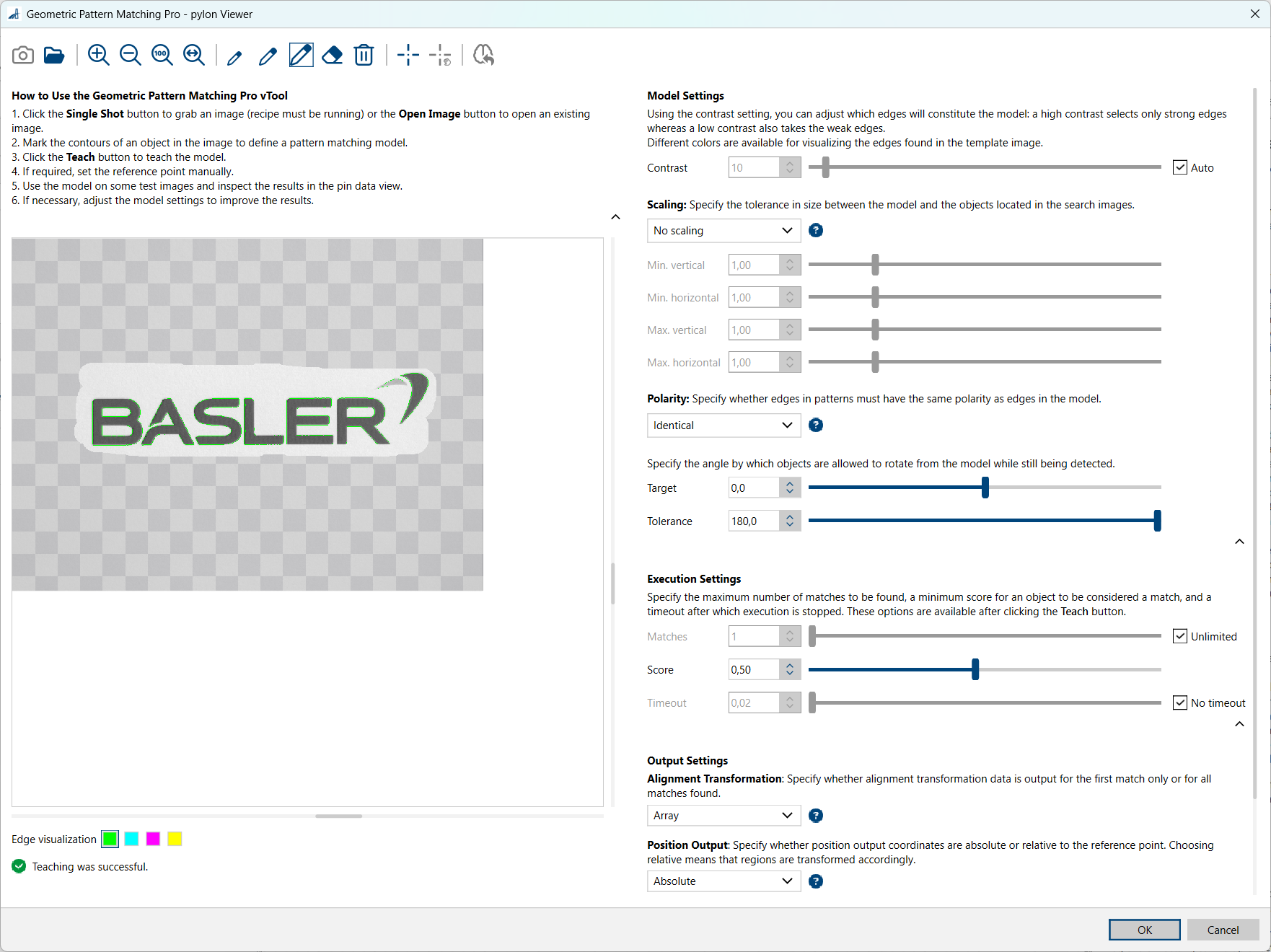 Geometric Pattern Matching Pro vTool 설정