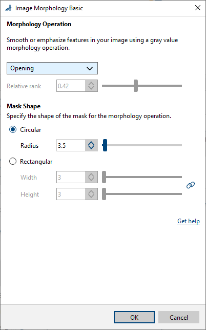 Image Morphology vTool 기본 설정