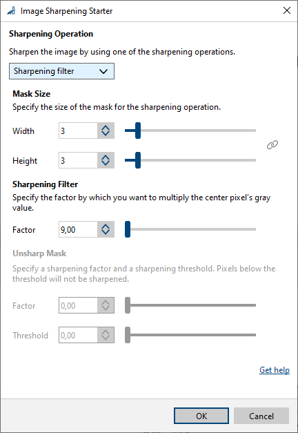 Image Sharpening Starter vTool 설정