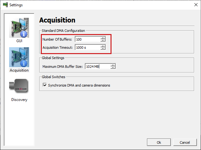 microDisplay X에서 Acquisition 설정 구성하기 microDisplay X에서 Acquisition 설정 구성하기