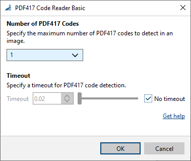 PDF417 Code Reader vTool 기본 설정