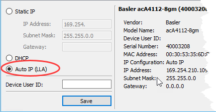 Auto IP (LLA) 옵션 Auto IP (LLA) 옵션