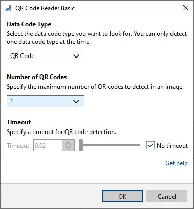 QR Code Reader Basic vTool 설정