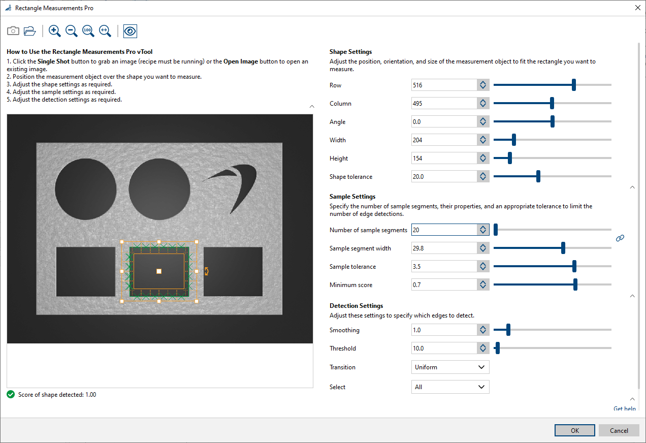 Rectangle Measurements Pro vTool 설정 Rectangle Measurements Pro vTool 설정