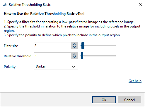 Relative Thresholding vTool 설정