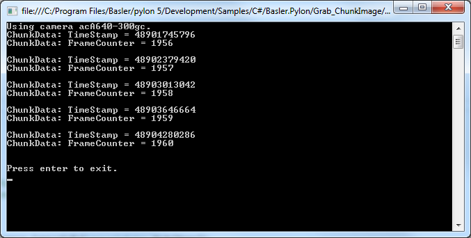 Grab_ChunkImage Sample Code Grab_ChunkImage Sample Code