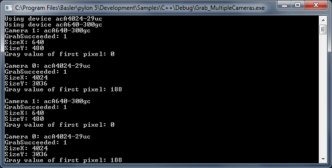 Grab_MultipleCameras Sample Code Grab_MultipleCameras Sample Code