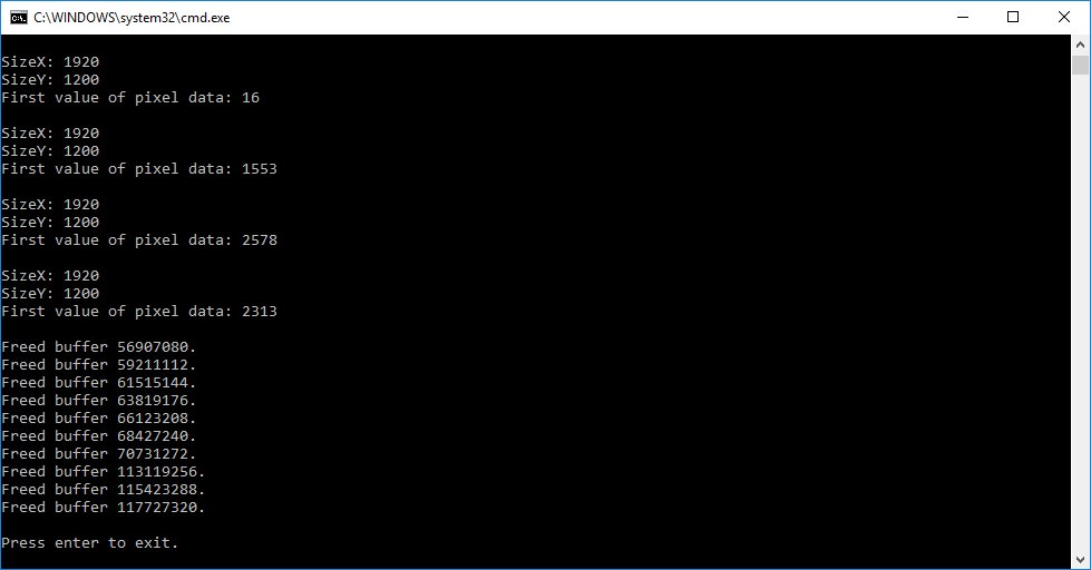 Grab_UsingBufferFactory Sample Code Grab_UsingBufferFactory Sample Code