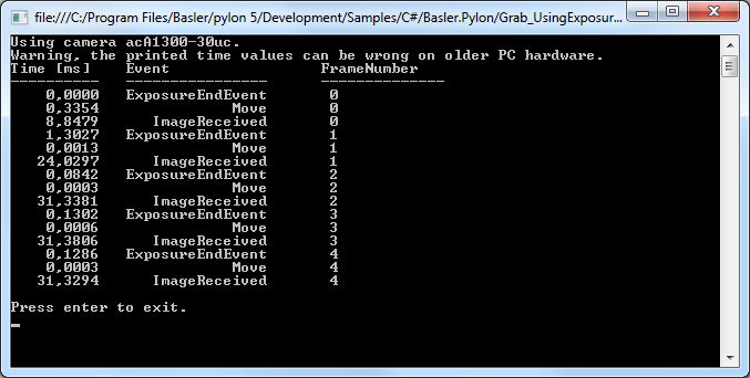 Grab_UsingExposureEndEvent Sample Code Grab_UsingExposureEndEvent Sample Code