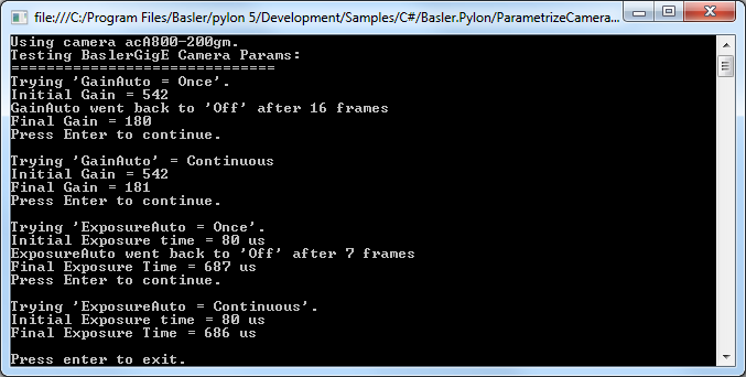 ParametrizeCamera_AutoFunctions Sample Code ParametrizeCamera_AutoFunctions Sample Code