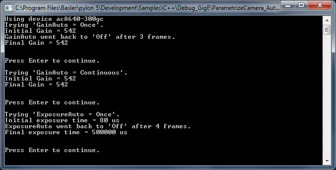 ParametrizeCamera_AutoFunctions Sample Code ParametrizeCamera_AutoFunctions Sample Code