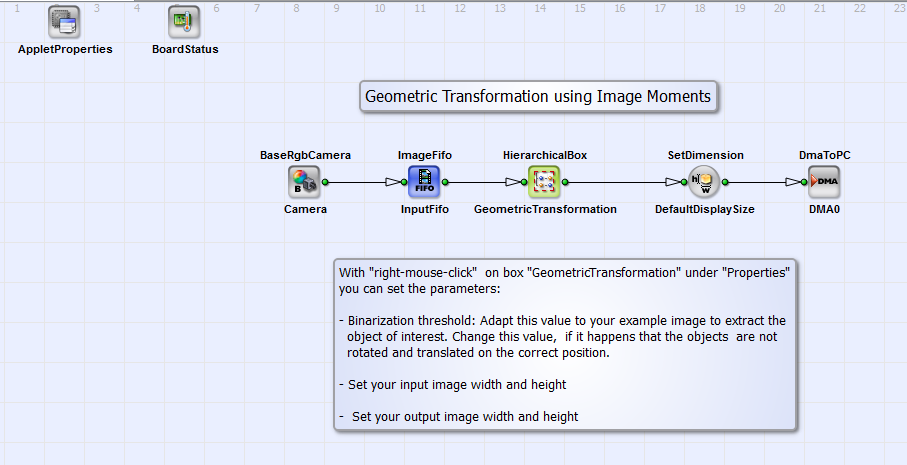VA 디자인 "GeometricTransformation_ImageMoments.va"의 기본 설계 구조