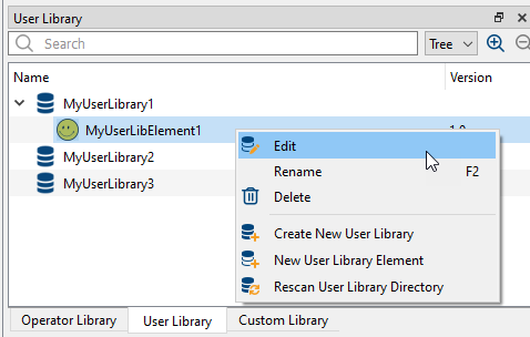 User Library Editor 열기