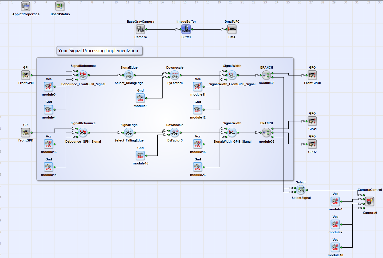 VisualApplets GPI 및 GPO 연산자를 사용한 설계