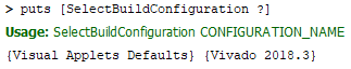 SelectBuildConfiguration 명령어